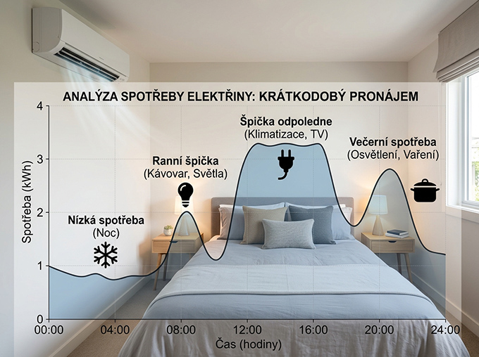 Graf ukazující extrémní výkyv ve spotřebě klimatizace